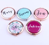 Personalized Compact Mirror Bridesmaid Gift Custom Image Gift for Her 2x Magnification