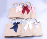 Personalized Burlap Tote Bag Shabby Satin Ribbon Wedding Welcome Bridesmaid Bag