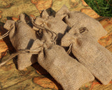 Rustic Natural Burlap Bags w/ Love Skeleton Key Charm Wedding Favor Holder