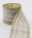 Natural Burlap Jute Rolls with Lace Ribbon (Set of 4)