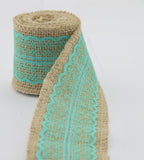 Natural Burlap Jute Rolls with Lace Ribbon (Set of 4)
