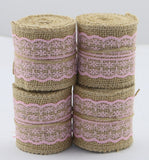 Natural Burlap Jute Rolls with Lace Ribbon (Set of 4)