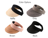 Natural Raffia Visor Personalized Text Name Monogram Fodable Straw Woven Sun Hat