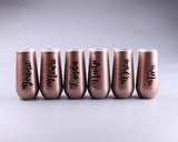 Personalized 6 oz Tumbler, Rose Gold Stainless Steel Water Bottle with Lid Bridesmaid Gift