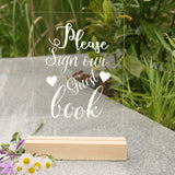 Acrylic Wedding Sign, 4.7"x7" Clear Reception Photograph Prop Memorial Guestbook