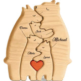 Personalized Wooden Bear Family Puzzle – Custom Name Puzzle for Mom, Dad & Kids – Ideal Gift for Mother’s Day, Christmas