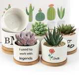 Personalized Cute Succulent Planter, Custom Flower Cactus Plant Pot Gifts