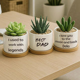 Personalized Cute Succulent Planter, Custom Flower Cactus Plant Pot Gifts