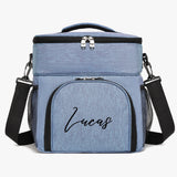 Personalized Double Deck Lunch Bag – Insulated Leakproof Soft Cooler for Adults, Large Lunch Box for Work, Camping, Beach, Picnic & Travel