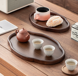 Personalized Walnut Wood Serving Platter Custom Engraved Natural Wood Tray for Tea & Coffee, Ideal for Gift Giving