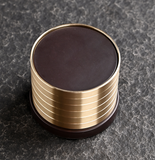 Personalized Wooden Coasters Set of 6, Custom Engraved Heavy Brass & Copper Edge Coasters for Drinks, Includes Storage Tray - Unique Housewarming Gift for Tea Lovers, Coffee Drinker, or Home Bar