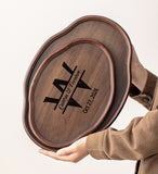 Personalized Walnut Wood Serving Platter Custom Engraved Natural Wood Tray for Tea & Coffee, Ideal for Gift Giving