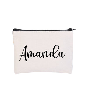 Cotton Canvas Zipper Makeup Bag Customized Logo Cosmetic Holder Bachelorette Gift