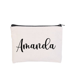 Bridesmaid Makeup Bag Personalized Canvas Monogram Bachelorette Birthday Gift for Her
