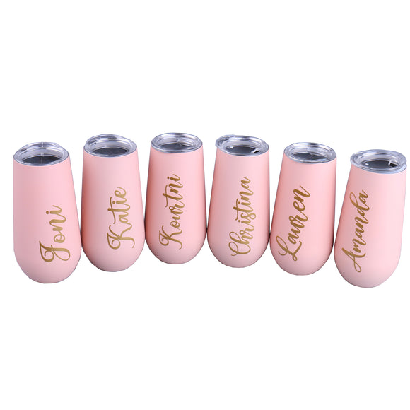 Personalized 6 oz Tumbler, Pink Stainless Steel Bottle Your Name Vacuum Insulated Cup