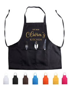 Personalized Apron with Pocket Anniversary Gift Your Name Bakery Chef Wife Gift