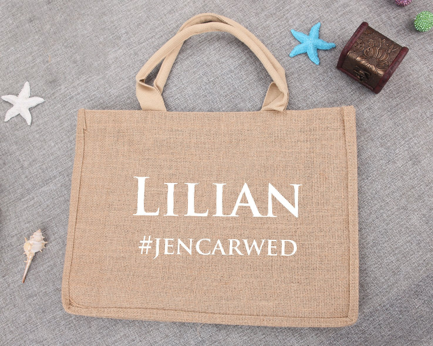 Personalized Natural Jute Bag Custom Initials Gift Tote Bag Birthday  Christmas Party Gifts Shopper Bag with Your Name