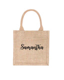 Customized  Burlap Tote Bag Satin Ribbon, Your Text Bachelorette Party Guests Welcome