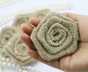 Handmade Burlap Jute Roses with Lace Flowers Wedding Decor