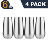 4 Pack, 6 oz Tumblers Stainless Steel Bottle Insulated Cup Bridesmaid Proposal Box Gift