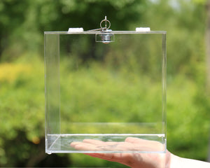 Acrylic Card Box with Lock Crystal Display Party Holder Keepsake (Plain Box)