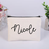 Canvas Makeup Bag Personalized Gift, Monogrammed Your Name Pouches Cosmetic Holder