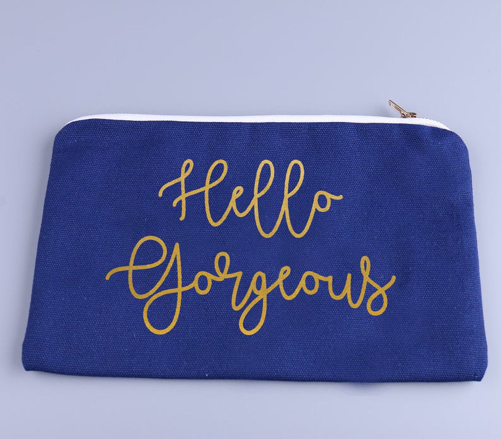 Personalized Canvas Cosmetic Bag with Medallion initial, Make Up Bag,  Clutch — The Silver Spool Monograms
