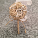 Handmade Burlap Groom Boutonniere