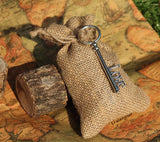 20 Small Rustic Natural Burlap Bags w/ Love Skeleton Key Charm