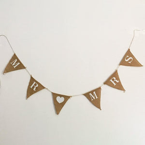 Natural Burlap Mr and Mrs Bunting Banner for Wedding Party