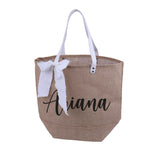 Personalized Burlap Tote Handbag with Ribbon Monogrammed Bridesmaid Gift