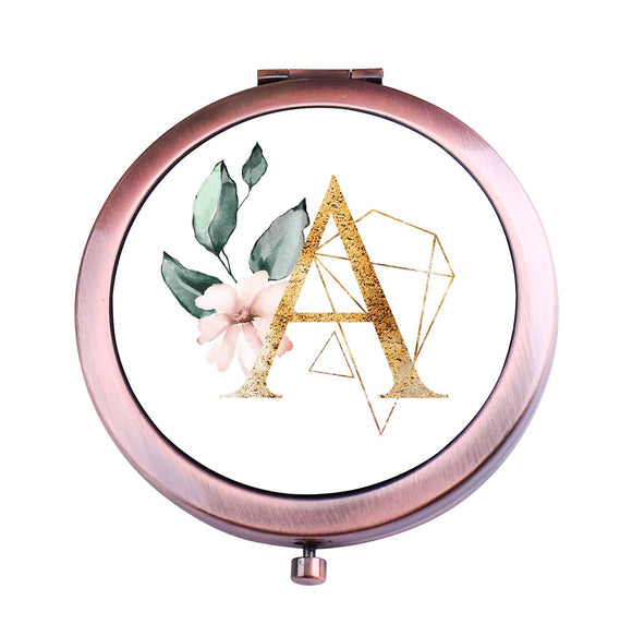 Compact Mirror with Monogram Initial Bachelorette Gift (Copper)