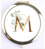 Compact Mirror with Monogram Initial Bachelorette Gift (Gold)