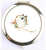 Compact Mirror with Monogram Initial Bachelorette Gift (Gold)