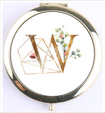 Compact Mirror with Monogram Initial Bachelorette Gift (Gold)