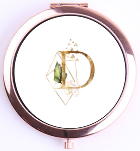 Compact Mirror with Monogram Initial Bachelorette Gift (Rose Gold)