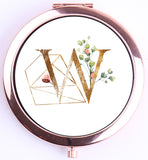 Compact Mirror with Monogram Initial Bachelorette Gift (Rose Gold)