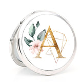 Compact Mirror with Monogram Initial Bachelorette Gift (Silver)