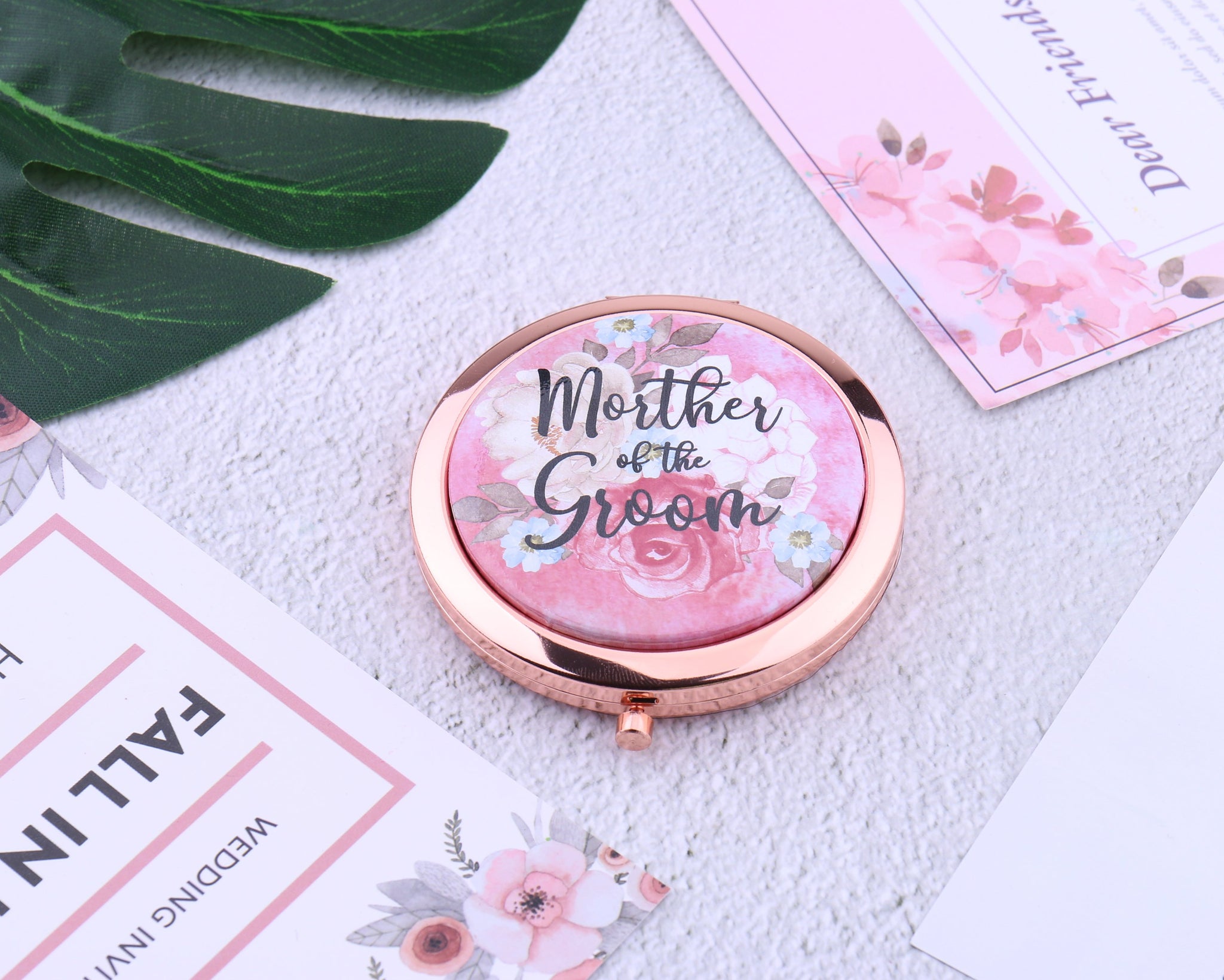 Personalised Rose Gold Compact Mirror Bridesmaid Gift Maid of 