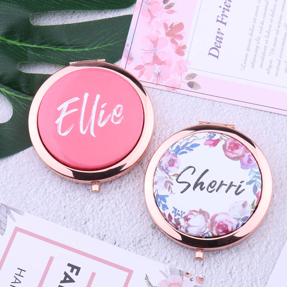 Personalized Compact Mirror Floral Makeup Mirror Teacher Gift