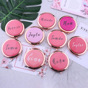 Personalized Compact Mirror Round Floral Your Custom Name