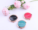 Personalized Compact Mirror Round Floral Your Custom Name