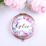 Personalized Compact Mirror Your Name Watercolor Wreath