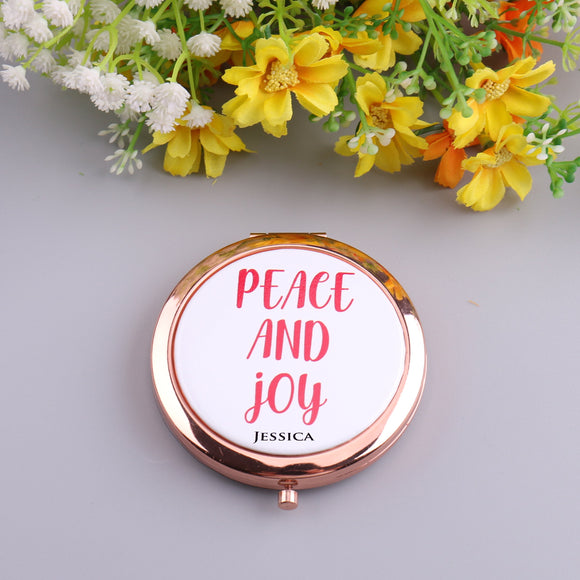 Customized Compact Mirror with Magnification Portable Holiday Gift
