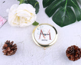 Personalized Compact Mirror Floral Initial Monogrammed