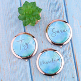 Personalized Compact Mirror Watercolor Your Name Custom Text