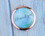 Personalized Compact Mirror Watercolor Your Name Custom Text