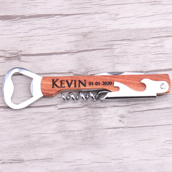 Personalized Father's Day Gift Bottle Opener Corkscrew Multi-Purpose Tool