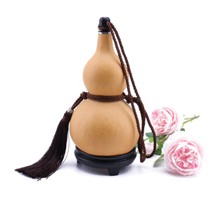 Natural Dried Gourd Water Bottle with Lid Hollow Calabash Chinese Pumpkin Drinks Holder