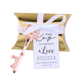 50x Rose Gold Bottle Openers Skeleton Keys with Candy Boxes Tags Wedding Favors Gifts